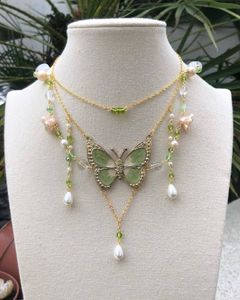 Pendant Necklaces Green Butterfly Necklace Asymmetric Choker Fairycore Fairy 230915