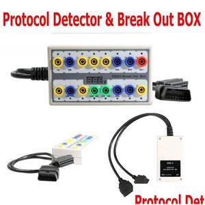 Diagnostiska verktyg OBDII Breakout Box OBD OBD2 Protokolldetektor Bil Test Break Out-Box Drop Delivery Mobiles Motorcyklar Fordon DHJSQ