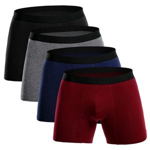 4pcs / lot Long Boxer Hommes Sous-vêtements Homme Sous-vêtements Marque Boxershorts Coton Coloré Respirant U864291p