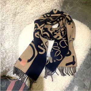 12% OFF scarf Wool LO Luo 22 Autumn/Winter New Double sided Neck Graffiti Old Flower Live Cashmere Scarf 1{category}