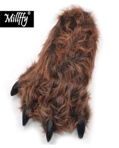 Millffy забавные тапочки медведь гризли чучела животных тапочки с когтями лапы костюмная обувь для малышей 2103251867155
