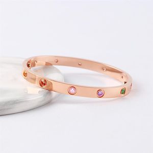 Pulseiras de luxo pulseiras para mulheres homens rosa ouro prata 10 cz colorido diamante titânio aço parafuso designer moda pulseiras ban168M