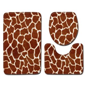 Fashion Leopard Pattern 3pcs Bath Mats Bathroom Toilet Rug Carpet Flannel Non-slip Bathroom Decor Faux Animal Fur Bath Mat Sets 21234W