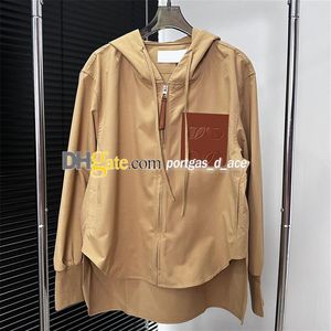 Khaki kadın trençkot uzun kollu kapüşonlu ceketler üstleri sonbahar bahar gündelik dış giyim büst deri tasarım ceketleri sweatshirt284s