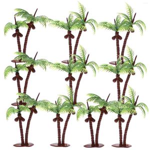 Decorative Flowers 10Pcs Decor Plastic Coconut Palm Tree Miniature Mini Scenery Landscape DIY House Supply