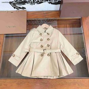 kids khaki coat fashion baby lapel jacket Size 100-160 CM Child Spring Double breasted windbreaker for girl Sep15