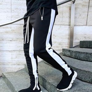 Mens Joggers Zipper Casual Pants Fitness Sportwear Tracksuit Bottoms Skinny Sweatpants Byxor Black Gyms Jogger Track Pants194w