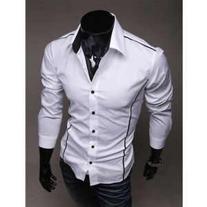 Herrklänningskjortor Mens Style Fashion Long Sleeve Shirt Button Patchwork With Pocket Formal Plain Top231H