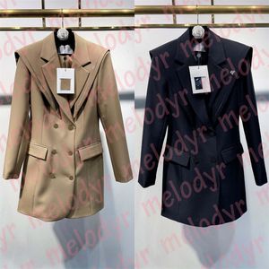 Embroidery Letter Blazer Designer Women Suit Dress Autumn Warm Long Sleeve Skirt Work Dresses Long Style Blazer Coat