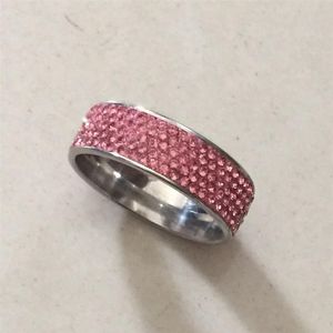 Hela zirkonförlovningsringar för kvinnor rosa färg bröllopsringar kvinnliga anel österrikiska kristaller smycken toppkvalitet306L
