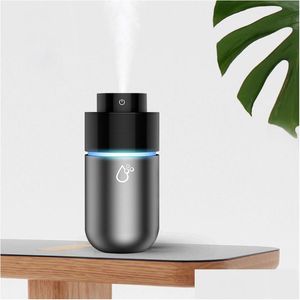 Car Air Purifiers Portable Humidifier Mini Trasonic Usb Essential Oil Diffuser Freshener Led Lights Purifier Aromatherapy Diffusers Dhguv