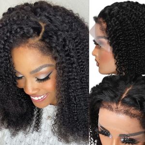 12A 4C Kinky Edges Wig 13X4 Glueless Afro Kinky Curly Lace Front Wigs Human Hair with Curly Baby Hair HD Transparent Lace Frontal Wigs with Realistic Hairline for Women