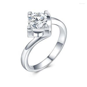 Anéis de cluster JIASHUNTAI Moissanite para mulheres AU585 14k ouro branco 1ct diamante casamento anel de noivado luxo jóias finas