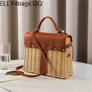 Handbag Picnic Designer Bags 7a Quality Woven Handmade Fashion Rattan Woven Picnic Totes Shoulder Brand Handmade Fashion Fresqq wi47UW