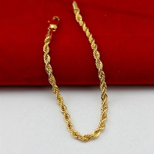 Классический браслет из желтого золота 18 карат с веревочной цепочкой для женщин и мужчин278y