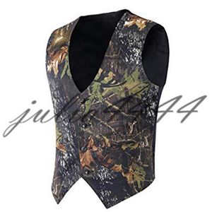 Camo Print Groom Vests Hunter Wedding Vests Camouflage Slim Fit Mens Vests V Neck Custom Made280g