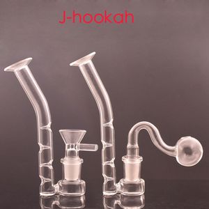 Adaptador de arco de bocal de narguilé de vidro por atacado com furo côncavo J-hook tubo de pistola côncava tipo água dab rig bong com queimador de óleo masculino de 14mm ou tigela de tabaco