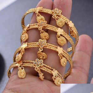 Braccialetto 4 Pz / lotto Colore Oro Per Ragazze / Neonati / Bambini Fascino Gypsophila Bracciale Campane Fiore Gioielli Bambino Regali Di Natale Polsino Dro Dhgarden Dhgyp