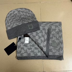 Conjunto de chapéu de luxo de moda de inverno masculino chapéu de designer e lenço terno feminino de malha Schal Beanie caxemira bordado capa de feijão cachecol designer designer