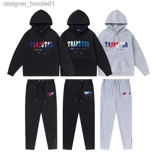 Erkek Trailsuits Mens Hoodie Trailsuit Tasarımcı Nakış Mektubu Lüks Siyah Gri Gökkuşağı Renk Sonbahar Kış Sporları Moda Pamuk Kablosu Top Kısa Kollu Boyut