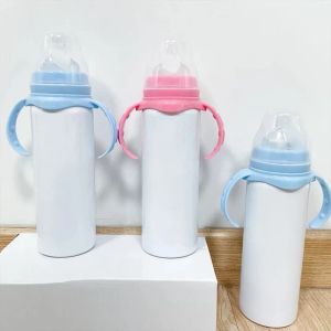 8oz Sublimation Child Tumblers Sippy Cup hand in handulate 휴대용 Thermos Double Vaccum Baby Milk Cup Kids Bottle FY5153