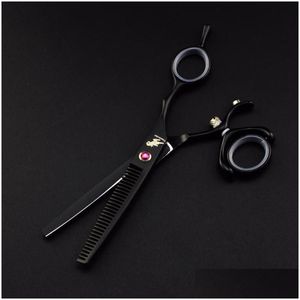 Hair Scissors 6 Professional Salon Structure Set Cutting Barber Haircut Thinning Shear Swivel Thumb Shears Drop Delivery Products Care Dhbjz