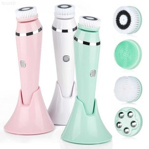 Elektriska ansiktsskrubber Elektriska ansiktsrengöringsborste Silikon Face Brush Ansikt Lyft Massage Vattentät snurr Exfolierande Face Scrub Skin Care L230920