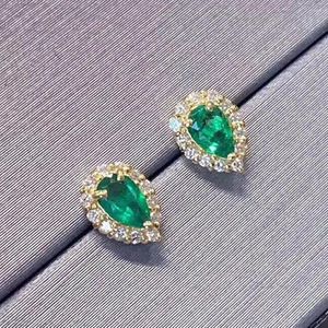 Orecchini a bottone Moda Piccolo Chic Cristallo verde Smeraldo Pietre preziose Diamanti per le donne Ragazza Gioielli in oro 18 carati Regali Bijoux