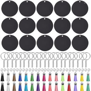 Keychains 120PCS Black Acrylic Keychain Blanks Round Circle Disc Christmas Ornaments For Vinyl Kit Including DIY Crafting