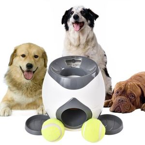 2 In 1 Haustier Hund Spielzeug Interaktive Automatische Ball Launcher Tennis Emission Werfen Spielzeug Belohnung Maschine Lebensmittel Spender Y200330328W