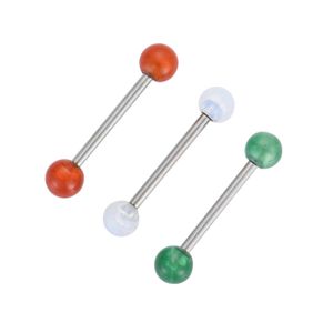 Tongue Rings Shippment 50st Body Jewelry - Stone Ball Tongue/Nipple Ring Skivstång Slee Piercing Cheek Straight Bar Drop Deli Dhgarden Dhsgk