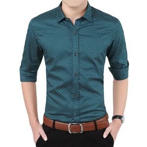 Herrklänningskjortor Mens Long Sleeve Cotton Slim Printing Shirt Fashion Märke MANA Business Youth Clothing224N