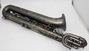 High grade Eastern music Matt black Baritone Saxophone full body hand engraving 00