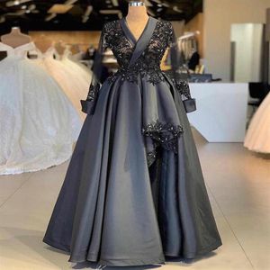 신부 드레스의 검은 색 어머니 A- 라인 긴 슬리브 공식적인 대모 이브닝 파티 손님 가운 플러스 사이즈 커스텀 MA225p