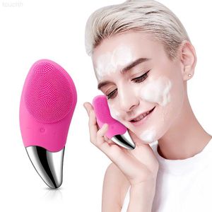 Elektriska ansiktsskrubber USB Electric Silicone Face Cleansing Brush Ultrasonic Face Washing Brush Face Cleaner Deep Pore Cleaning Device Skin Massager L230920