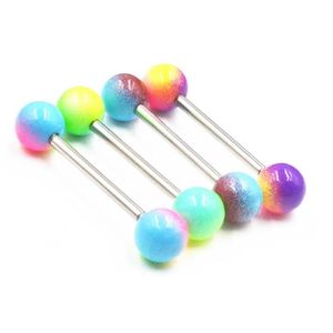 Zungenringe 50 Stück Körperschmuck Piercing Ring Barbells Nippelstange 14G1,6 mm x 16 mm x 6 mm Mischung schöne Farben Drop Lieferung Dhgarden Dhqnf