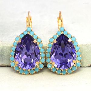 Dangle Earrings Luxury Jewelry Hoop For Women With Turquoise Hook Ladies Inlaid Drop Amethyst Boho