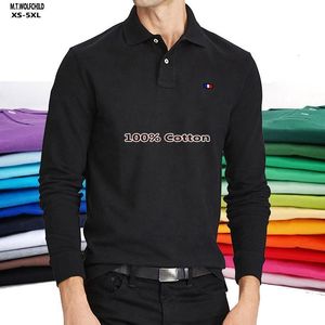 Polo da uomo 100% cotone di alta qualità Primavera Autunno Uomo Polo Casual Classico Manica lunga Polo Hommes Abbigliamento moda Uomo Top XS-5XL 230915