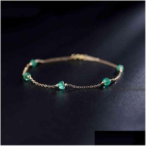 Charm Bracelets Daimi 14K Gold Injection Emerald Gypsophila Bracelet Natural Gift Drop Delivery Jewelry Dhgarden Dh3Xa