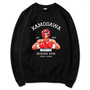 Hoodies masculinos anime hajime não ippo kamogawa boxe ginásio inverno tripulação pescoço moletom com capuz primavera outono clássico moletom harajuku 270m