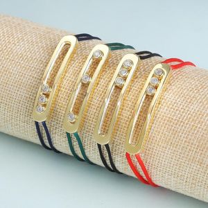 Charmarmband runt zirkon vit kristall koppar elektropläterade flätade armband män och kvinnors design som säljer enkla juvelrye