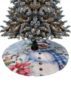 Christmas Decorations Poinsettia Snowman Tree Skirt Base Cover Xmas Home Carpet Mat