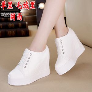 Dress Shoes Leisure Sports Student Shoes Autumn Women's Shoes Thick Sole Lace up Elevated Heel Shoes 230915