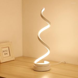 Masa lambaları Modern LED Spiral Lamba Kavisli Masa Başucu Serin Beyaz Sıcak Işık Oturma Odası Yatak Odası Okuma Aydınlatma