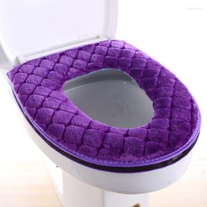 Toilet Seat Covers Universal Cover Washable Removable Zipper With Flip LidHandle Winter Warm Soft WC MatWaterproof Bathroom Household