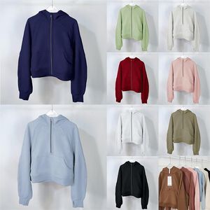 اليوغا Scubas Hoodies Womens Whoods جميع السوستة تصميم نسائي هوديي سترة الرياضة جولة الرقبة طويلة الأكمام طويلة في الهواء الطلق في LEIS211F