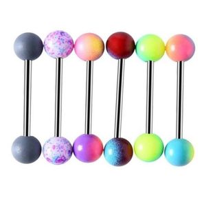 Tongue Rings 100Pcs Tongue/ Nipple Shield Ring Barbells Straight Bar 14G Colorf Balls Body Piercing Jewelry Drop Delivery Dhgarden Dhyfi