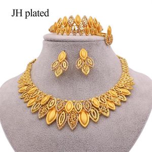 Earrings & Necklace Jewelry Sets Dubai Gold Color African Wedding Wife Gifts Party For Women Bracelet Ring Bridal Jewellery Set2317