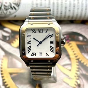 Mechanical Montres Mouvement Square Designer zegarki santo brązowe czarny skórzany pasek śruba reloj hombre swobodne pasek plastowany złoty zegarek DH07