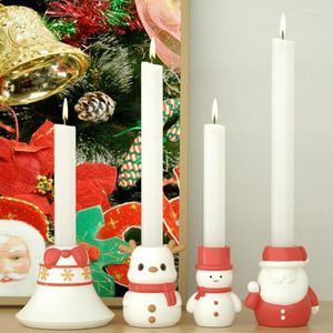 Mum Tutucular Noel Santa Candlestick Silikon Kalıp Sabun Sabun Alçı Kalıp Hayvan Elk Tutucu Çikolatalı Kek Dekor Hediyeleri